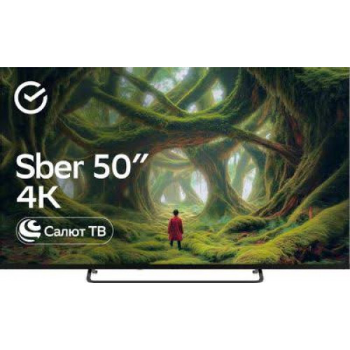 50"  Телевизор Sber SDX 50U4127B 3840x2160, 4K Ultra HD, 60 Гц, Wi-Fi, Smart TV, Салют ТВ
