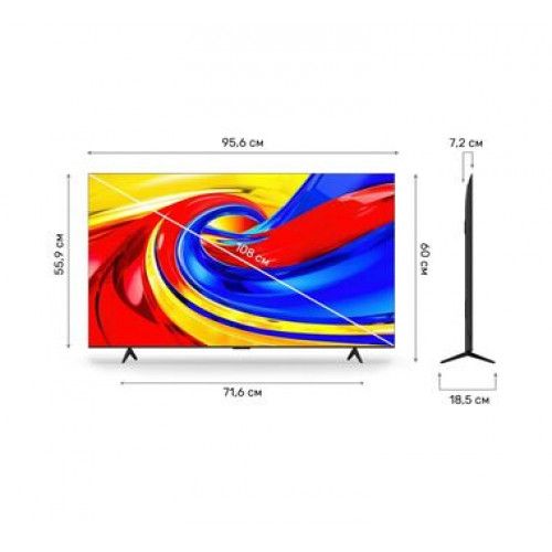 Телевизор TCL 43P7L QLED, Ultra HD 4K,SMART TV, Bluetooth, Голосовое управление, Безрамочный